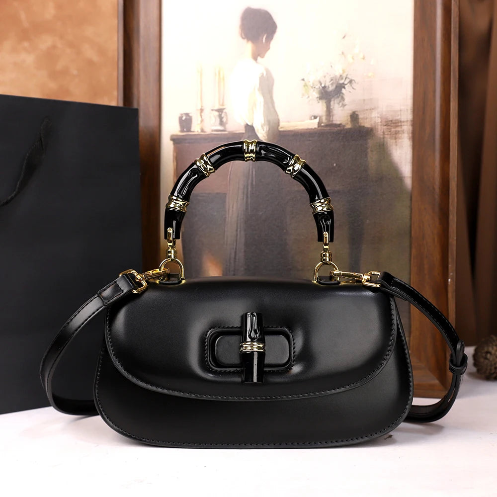 The 2025 new bamboo joint hand-held saddle bag is a versatile and high-end small single-shoulder crossbody bag for women