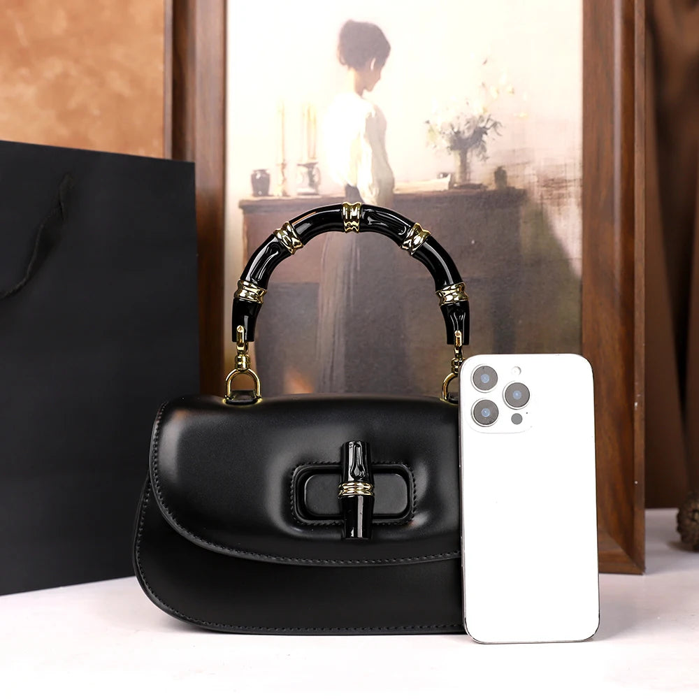 The 2025 new bamboo joint hand-held saddle bag is a versatile and high-end small single-shoulder crossbody bag for women